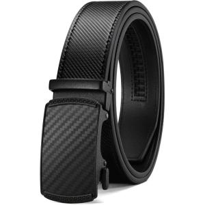 imageCHAOREN Mens Belt Leather Ratchet Belt  Customizable Fit Effortless Style 35mmAnodized Carbon Fiber  Black