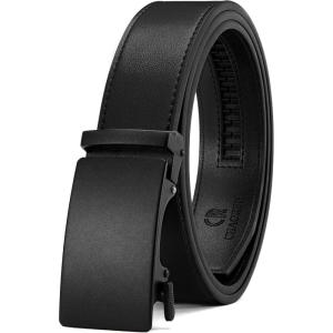 imageCHAOREN Mens Belt Leather Ratchet Belt  Customizable Fit Effortless Style 35mmBasic Anodized  Black