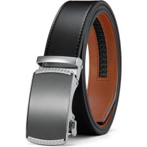 imageCHAOREN Mens Belt Leather Ratchet Belt  Customizable Fit Effortless Style 35mmBlack Silver