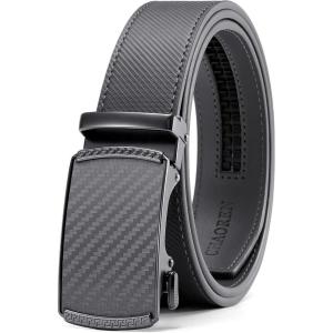 imageCHAOREN Mens Belt Leather Ratchet Belt  Customizable Fit Effortless Style 35mmCarbon Fiber  Grey