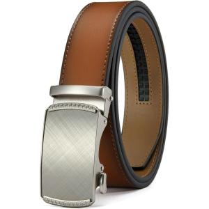 imageCHAOREN Mens Belt Leather Ratchet Belt  Customizable Fit Effortless Style 35mmCarbon Fiber Silver  Tan