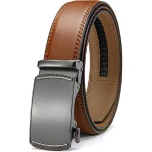 imageCHAOREN Mens Belt Leather Ratchet Belt  Customizable Fit Effortless Style 35mmCharcoal Depiction  Brown Tan