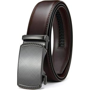 imageCHAOREN Mens Belt Leather Ratchet Belt  Customizable Fit Effortless Style 35mmCharcoal Depiction  Dark Brown