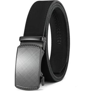 imageCHAOREN Mens Belt Leather Ratchet Belt  Customizable Fit Effortless Style 35mmCharcoal Depiction  Full Grain Black