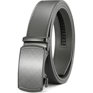 imageCHAOREN Mens Belt Leather Ratchet Belt  Customizable Fit Effortless Style 35mmCharcoal Depiction  Grey