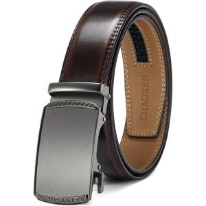 imageCHAOREN Mens Belt Leather Ratchet Belt  Customizable Fit Effortless Style 35mmCharcoal Depiction  Mahogany