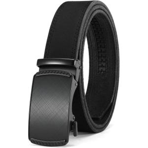 imageCHAOREN Mens Belt Leather Ratchet Belt  Customizable Fit Effortless Style 35mmCharcoal Depiction Anodized  Full Grain Black