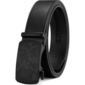 imageCHAOREN Mens Belt Leather Ratchet Belt  Customizable Fit Effortless Style 35mmForged Texture  Black