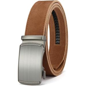 imageCHAOREN Mens Belt Leather Ratchet Belt  Customizable Fit Effortless Style 35mmImperial Brushed  Full Grain Tan