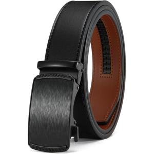imageCHAOREN Mens Belt Leather Ratchet Belt  Customizable Fit Effortless Style 35mmImperial Brushed Anodized  Black