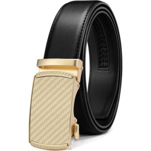 imageCHAOREN Mens Belt Leather Ratchet Belt  Customizable Fit Effortless Style 35mmPure Black