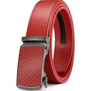 imageCHAOREN Mens Belt Leather Ratchet Belt  Customizable Fit Effortless Style 35mmRed