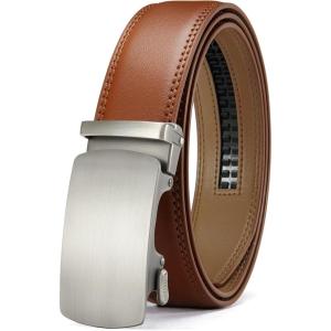 imageCHAOREN Mens Belt Leather Ratchet Belt  Customizable Fit Effortless Style 35mmSlash Basic  Tan