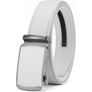 imageCHAOREN Mens Belt Leather Ratchet Belt  Customizable Fit Effortless Style 35mmWhite Silver