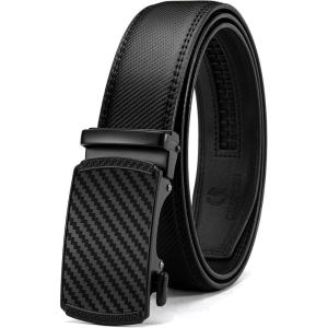 imageCHAOREN Leather Ratchet Belt for men 1 38quot for Dress Pants  Micro Adjustable Belt Fit EverywhereBlack  Carbon Fiber Metal