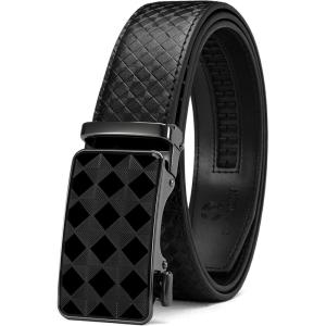 imageCHAOREN Leather Ratchet Belt for men 1 38quot for Dress Pants  Micro Adjustable Belt Fit EverywhereCircular Square  Black
