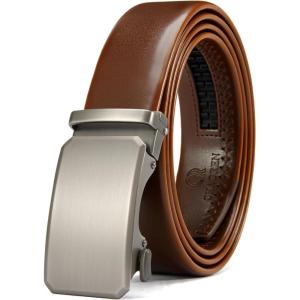 imageCHAOREN Leather Ratchet Belt for men 1 38quot for Dress Pants  Micro Adjustable Belt Fit EverywhereComfort  Basic Brown