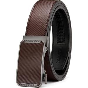 imageCHAOREN Leather Ratchet Belt for men 1 38quot for Dress Pants  Micro Adjustable Belt Fit EverywhereDark Brown2