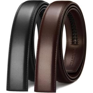 imageCHAOREN Ratchet Belt Replacement Strap 1 38 Leather Belt Strap for 40MM Slide Click BuckleBlack  Dark Brown