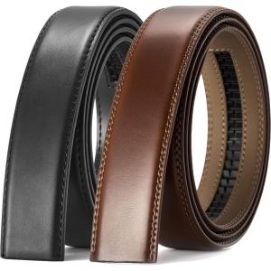imageCHAOREN Ratchet Belt Replacement Strap 1 38 Leather Belt Strap for 40MM Slide Click BuckleBurnt Umber  Black