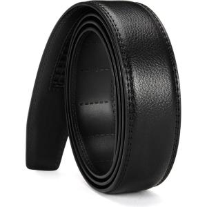 imageCHAOREN Ratchet Belt Replacement Strap 1 38 Leather Belt Strap for 40MM Slide Click BuckleLitchi Black