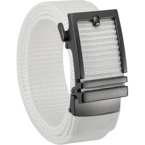 imageCHAOREN Nylon Ratchet Belts for Men  Casual Golf Web Belt Men 1 38quot  Automatic Adjustable Buckle Fit JeansClassic GunWhite