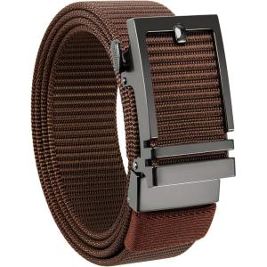 imageCHAOREN Nylon Ratchet Belts for Men  Casual Golf Web Belt Men 1 38quot  Automatic Adjustable Buckle Fit JeansDark BrownClassic Gun