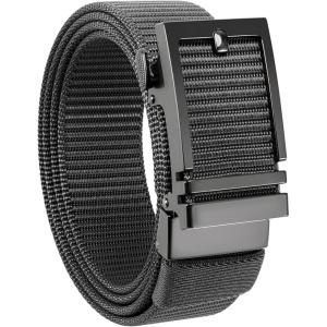 imageCHAOREN Nylon Ratchet Belts for Men  Casual Golf Web Belt Men 1 38quot  Automatic Adjustable Buckle Fit JeansGrey