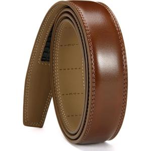 imageCHAOREN Ratchet Belt Strap Only 1 14quot Replacement Leather Belt for 32mm BuckleBrown Cognac