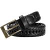 imageCHAOREN Leather Braided Belts for Men  1 18quot Mens Casual Woven Leather Belt for Dress PantsBlack