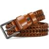 imageCHAOREN Leather Braided Belts for Men  1 18quot Mens Casual Woven Leather Belt for Dress PantsCognac