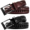 imageCHAOREN Leather Braided Belts for Men 2 Pack  1 18quot Leather Belts in Package Box  Versatile Style SolutionBlackDark Brown