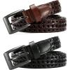 imageCHAOREN Leather Braided Belts for Men 2 Pack  1 18quot Leather Belts in Package Box  Versatile Style SolutionBlackSaddle Tan