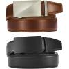 imageCHAOREN Leather Ratchet Belt Men 2 Pack  Customizable Fit Effortless Style 35mmBasic BlackBrushed Cognac