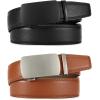 imageCHAOREN Leather Ratchet Belt Men 2 Pack  Customizable Fit Effortless Style 35mmSlash Basic BlackTan
