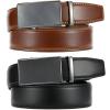 imageCHAOREN Leather Ratchet Belt Men 2 Pack  Customizable Fit Effortless Style 35mmWeaven BlackCognac