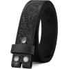 imageCHAOREN Western Belts for Men without Buckle  Cowboy Belt 15quot Full Grain Leather Belt for Jeans  One Solid Piece LeatherDistressed Black