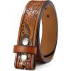 imageCHAOREN Western Belts for Men without Buckle  Cowboy Belt 15quot Full Grain Leather Belt for Jeans  One Solid Piece LeatherFloral Brown