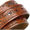 imageCHAOREN Western Belts for Men without Buckle  Cowboy Belt 15quot Full Grain Leather Belt for Jeans  One Solid Piece LeatherFloral Brown