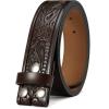 imageCHAOREN Western Belts for Men without Buckle  Cowboy Belt 15quot Full Grain Leather Belt for Jeans  One Solid Piece LeatherFloral Dark Brown