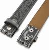 imageCHAOREN Western Belts for Men without Buckle  Cowboy Belt 15quot Full Grain Leather Belt for Jeans  One Solid Piece LeatherFloral Grey