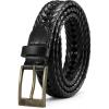 imageCHAOREN Leather Braided Belts for Men  1 18quot Mens Casual Woven Leather Belt for Dress PantsBlack