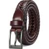 imageCHAOREN Leather Braided Belts for Men  1 18quot Mens Casual Woven Leather Belt for Dress PantsBrown