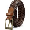 imageCHAOREN Leather Braided Belts for Men  1 18quot Mens Casual Woven Leather Belt for Dress PantsTan