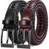 imageCHAOREN Leather Braided Belts for Men 2 Pack  1 18quot Leather Belts in Package Box  Versatile Style SolutionBlackDark Brown