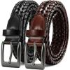 imageCHAOREN Leather Braided Belts for Men 2 Pack  1 18quot Leather Belts in Package Box  Versatile Style SolutionBlackSaddle Tan