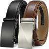 imageCHAOREN Leather Ratchet Belt Men 2 Pack  Customizable Fit Effortless Style 35mmBasic BlackBrushed Cognac
