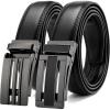 imageCHAOREN Mens Dress Belt Leather 2 Pack  Mens Ratchet Belt for Dress Shirt and Pants Every Occasion 32mmBlackBlack