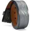 imageCHAOREN Western Belts for Men without Buckle  Cowboy Belt 15quot Full Grain Leather Belt for Jeans  One Solid Piece LeatherFloral Grey