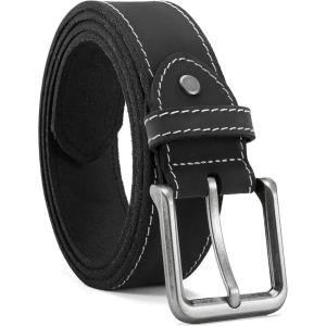imageCHAOREN Leather Belt for Men 38mm Mens Belts Casual Handmade Full Grain Leather Belt for JeansBlack Stitched